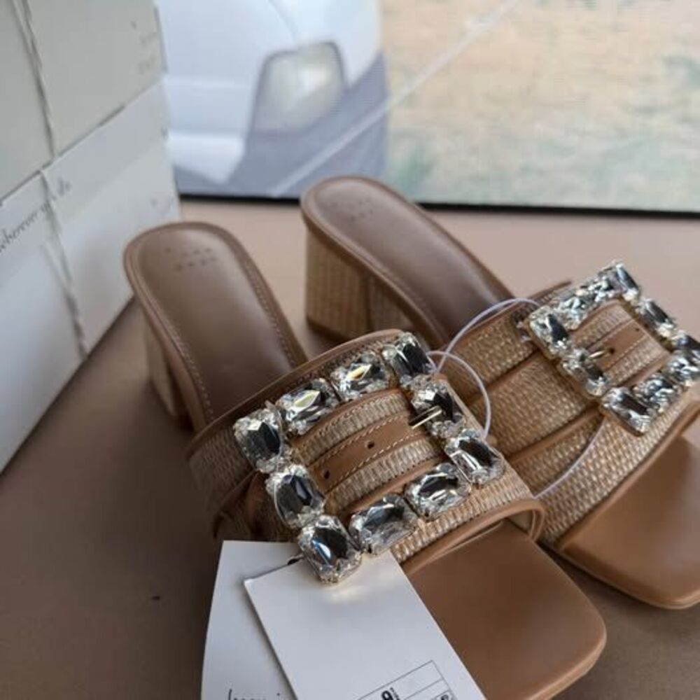 A New Day Kathleen Rhinestone Buckle Heeled Mules - Picture 6 of 10